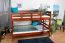 Etagenbett / Stockbett 160 x 200 cm "Easy Premium Line" K24/n, Kopf- und Fußteil gerade, Buche Massivholz Kirschfarben lackiert, teilbar