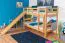 Stockbett mit Rutsche 80 x 200 cm, Buche Massivholz Natur lackiert, umbaubar in zwei Einzelbetten, "Easy Premium Line" K25/n