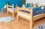 Etagenbett / Kinderbett / Stockbett mit Rutsche, 80 x 190 cm, Buche Massivholz Natur lackiert, teilbar in zwei Einzelbetten, "Easy Premium Line" K25/n