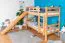 Etagenbett mit Rutsche 90 x 200 cm, Buche Massivholz Natur lackiert, teilbar in zwei Einzelbetten, "Easy Premium Line" K25/n