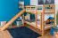 Etagenbett mit Rutsche 90 x 200 cm, Buche Massivholz Natur lackiert, teilbar in zwei Einzelbetten, "Easy Premium Line" K27/n