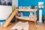 Etagenbett / Kinderbett / Stockbett mit Rutsche 80 x 190 cm, Buche Massivholz Natur lackiert, teilbar in zwei Einzelbetten, "Easy Premium Line" K28/n
