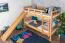 Etagenbett mit Rutsche 90 x 190 cm, Buche Massivholz Natur lackiert, umbaubar in zwei Einzelbetten, "Easy Premium Line" K28/n