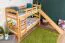 Etagenbett mit Rutsche 90 x 200 cm, Buche Massivholz Natur lackiert, teilbar in zwei Einzelbetten, "Easy Premium Line" K29/n