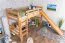 Hochbett mit Rutsche 90 x 190 cm, Buche Massivholz Natur lackiert, umbaubar, "Easy Premium Line" K30/n