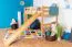 Hochbett mit Rutsche 90 x 200 cm, Buche Massivholz Natur lackiert, umbaubar, "Easy Premium Line" K30/n