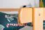 Großes Hochbett mit Rutsche 140 x 200 cm, Buche Massivholz Natur lackiert, umbaubar in ein Einzelbett, "Easy Premium Line" K31/n