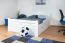 Jugendbett "Easy Premium Line" K7 inkl. 2 Schubladen und 1 Abdeckblende, 140 x 200 cm Buche Vollholz massiv weiß lackiert