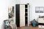 Jugendzimmer - Drehtürenschrank / Eckkleiderschrank Aalst 02, Farbe: Eiche / Creme / Schwarz - Abmessungen: 190 x 90 x 90 cm (H x B x T)