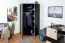 Jugendzimmer - Drehtürenschrank / Eckkleiderschrank Aalst 02, Farbe: Eiche / Creme / Schwarz - Abmessungen: 190 x 90 x 90 cm (H x B x T)