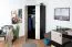 Jugendzimmer - Drehtürenschrank / Eckkleiderschrank Aalst 02, Farbe: Eiche / Creme / Schwarz - Abmessungen: 190 x 90 x 90 cm (H x B x T)