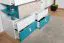 Jugendzimmer - Kommode Aalst 22, Farbe: Eiche / Weiß / Blau - Abmessungen: 90 x 110 x 40 cm (H x B x T)