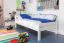 Kinderbett 90 x 190 cm | Massivholz: Buche | Weiß Lackiert Abbildung