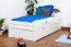 Kinderbett 90 x 200 cm | Massivholz: Buche | Weiß Lackiert | inkl. 2. Liegeplatz 90 x 190 cm ausziehbar (Rollbett) und 2 Rollrost Abbildung