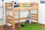 Massivholz Hochbett für Kinder | Matratzenmaß: 90 x 200 cm | Natur Lackiert | umbaubar in Einzelbett | Premium-Qualität | inkl. Rollrost Abbildung