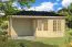 Holz-Gartenhaus 3,2 x 5,96 Meter (inkl. Dach) | 2 Fenster | 40 mm Blockbohlen |natur unbehandelt | Satteldach | inkl. Fußboden | aus nordischer Fichte Abbildung