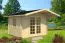Holz-Gartenhaus 4,5 x 3,9 Meter (inkl. Dach) | 1 Fenster | 40 mm Blockbohlen |natur unbehandelt | Satteldach | inkl. Fußboden | aus nordischer Fichte Abbildung