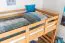 Hochbett 120 x 190 cm | Massivholz: Buche | Natur Lackiert | umbaubar in Einzelbett | Premium-Qualität | inkl. Rollrost Abbildung