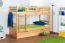 Massivholz Etagenbett inkl. Rollbett/Ausziehbett/Stauraum für Kinder und Jugendliche | Matratzenmaß: 90 x 200 cm | Natur Lackiert | umbaubar in 2 Einzelbetten | mit Rollbett | inkl. Rollroste Abbildung