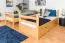 Funktions-Stockbett für Jungen und Mädchen 90 x 200 cm mit 2 Schubladen als Stauraum | Massivholz: Buche | Natur Lackiert | umbaubar in zwei Einzelbetten | Premium-Qualität | inkl. Rollroste Abbildung