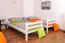 Stockbett 90 x 190 cm | Massivholz: Buche | Weiß Lackiert | umbaubar in zwei Einzelbetten | Premium-Qualität | inkl. Rollroste Abbildung