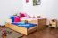 Kinderzimmer-Bett 90 x 200 cm | Massivholz: Buche | Natur Lackiert | inkl. 2. Liegeplatz 90 x 190 cm ausziehbar und 2 Rollrost Abbildung