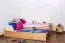 Kinderzimmer-Bett 90 x 200 cm | Massivholz: Buche | Natur Lackiert | inkl. 2. Liegeplatz 90 x 190 cm ausziehbar und 2 Rollrost Abbildung