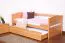Kinderbett 90 x 200 cm | Massivholz: Buche | Natur Lackiert | inkl. 2. Liegeplatz 90 x 190 cm ausziehbar und 2 Rollrost Abbildung