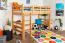 Kinderhochbett 90 x 190 cm (umbaubar) | Massivholz: Buche | Natur Lackiert | umbaubar in Einzelbett | Premium-Qualität | inkl. Rollrost Abbildung