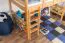 Kinder-Hochbett 120 x 190 cm (umbaubar) | Massivholz: Buche | Natur Lackiert | umbaubar in Einzelbett | Premium-Qualität | inkl. Rollrost Abbildung