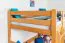 Kinder-Hochbett 120 x 190 cm (umbaubar) | Massivholz: Buche | Natur Lackiert | umbaubar in Einzelbett | Premium-Qualität | inkl. Rollrost Abbildung