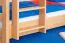 Jugendstockbett 90 x 200 cm + Bettkasten/Stauraum/Ausziehbett | Massivholz: Buche | Natur Lackiert | umbaubar/teilbar in 2 Einzelbetten | inkl. Rollroste Abbildung