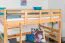 Kinder-Hochbett 120 x 190 cm (umbaubar) | Massivholz: Buche | Natur Lackiert | umbaubar in Einzelbett | Premium-Qualität | inkl. Rollrost Abbildung