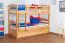 Jugendstockbett 90 x 200 cm + Bettkasten/Stauraum/Ausziehbett | Massivholz: Buche | Natur Lackiert | umbaubar/teilbar in 2 Einzelbetten | inkl. Rollroste Abbildung