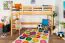 Kinderhochbett 90 x 190 cm (umbaubar) | Massivholz: Buche | Natur Lackiert | umbaubar in Einzelbett | Premium-Qualität | inkl. Rollrost Abbildung