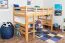Kinder-Hochbett 120 x 190 cm (umbaubar) | Massivholz: Buche | Natur Lackiert | umbaubar in Einzelbett | Premium-Qualität | inkl. Rollrost Abbildung