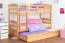 Jugendstockbett 90 x 200 cm + Bettkasten/Stauraum/Ausziehbett | Massivholz: Buche | Natur Lackiert | umbaubar/teilbar in 2 Einzelbetten | inkl. Rollroste Abbildung