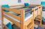 Kinder-Hochbett 120 x 190 cm (umbaubar) | Massivholz: Buche | Natur Lackiert | umbaubar in Einzelbett | Premium-Qualität | inkl. Rollrost Abbildung