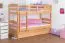 Jugendstockbett 90 x 200 cm + Bettkasten/Stauraum/Ausziehbett | Massivholz: Buche | Natur Lackiert | umbaubar/teilbar in 2 Einzelbetten | inkl. Rollroste Abbildung