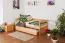 Kinderbett 90 x 200 cm mit Ausziehbett 90 x 190 cm | Massivholz: Buche | Natur Lackiert | inkl. 2. Liegeplatz 90 x 190 cm ausziehbar und 2 Rollrost Abbildung