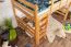 Jugendhochbett 120 x 190 cm | Massivholz: Buche | Natur Lackiert | umbaubar in Einzelbett | Premium-Qualität | inkl. Rollrost Abbildung