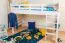 Weißes Kinder-Hochbett 90 x 200 cm | Massivholz: Buche | Weiß Lackiert | umbaubar in Einzelbett | Premium-Qualität | inkl. Rollrost Abbildung