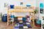 Kinder-Hochbett 120 x 190 cm (umbaubar) | Massivholz: Buche | Natur Lackiert | umbaubar in Einzelbett | Premium-Qualität | inkl. Rollrost Abbildung