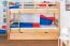 Jugendstockbett 90 x 200 cm + Bettkasten/Stauraum/Ausziehbett | Massivholz: Buche | Natur Lackiert | umbaubar/teilbar in 2 Einzelbetten | inkl. Rollroste Abbildung