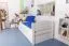 Kinderbett 90 x 200 cm mit Ausziehbett 90 x 190 cm | Massivholz: Buche | Weiß Lackiert | inkl. 2. Liegeplatz 90 x 190 cm ausziehbar und 2 Rollrost Abbildung