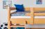 Kinder-Hochbett 120 x 190 cm (umbaubar) | Massivholz: Buche | Natur Lackiert | umbaubar in Einzelbett | Premium-Qualität | inkl. Rollrost Abbildung