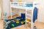 Jugendhochbett 90 x 200 cm | Massivholz: Buche | Weiß Lackiert | umbaubar in Einzelbett | Premium-Qualität | inkl. Rollrost Abbildung