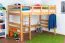 Hochbett für Kinder 120 x 200 cm | Massivholz: Buche | Natur Lackiert | umbaubar in Einzelbett | Premium-Qualität | inkl. Rollrost Abbildung
