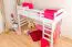 Jugendhochbett 90 x 200 cm | Massivholz: Buche | Weiß Lackiert | umbaubar in Einzelbett | Premium-Qualität | inkl. Rollrost Abbildung