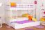 Stockbett + Ausziehbett für Jugendliche 90 x 200 cm | Massivholz: Buche | Weiß Lackiert | inkl. Bettkasten | umbaubar in 2 Einzelbetten | inkl. Rollroste Abbildung